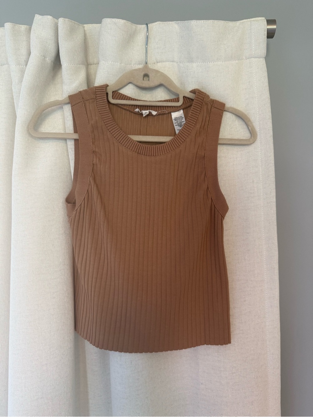 Splendid Ribbed Sleeveless Tank in Camel Brown